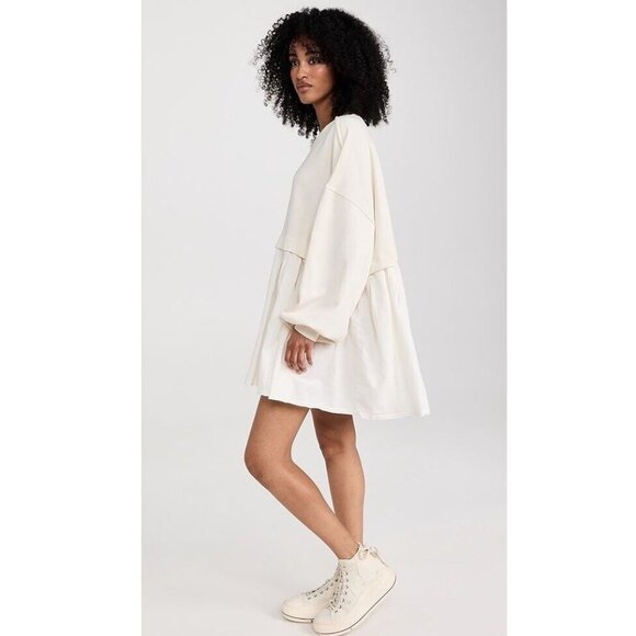 Free People Eleanor Sweatshirt Tunic Dress Oversized Cotton Solid S New - Picture 3 of 10